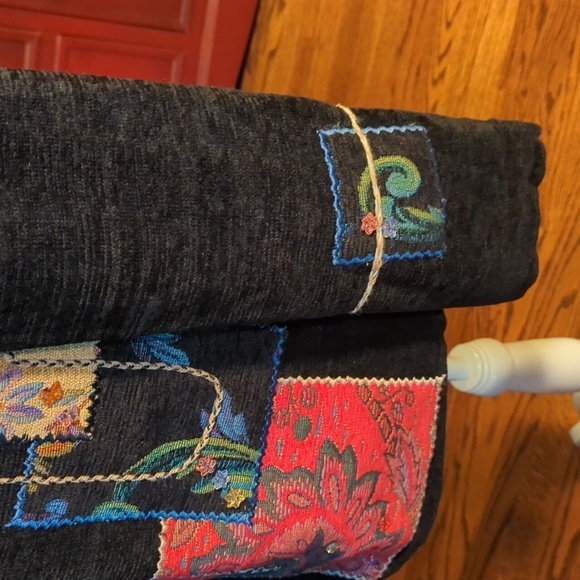 Vtg 90s patchwork bohemian indie Embellished black unique blazer sz L - Picture 3 of 9